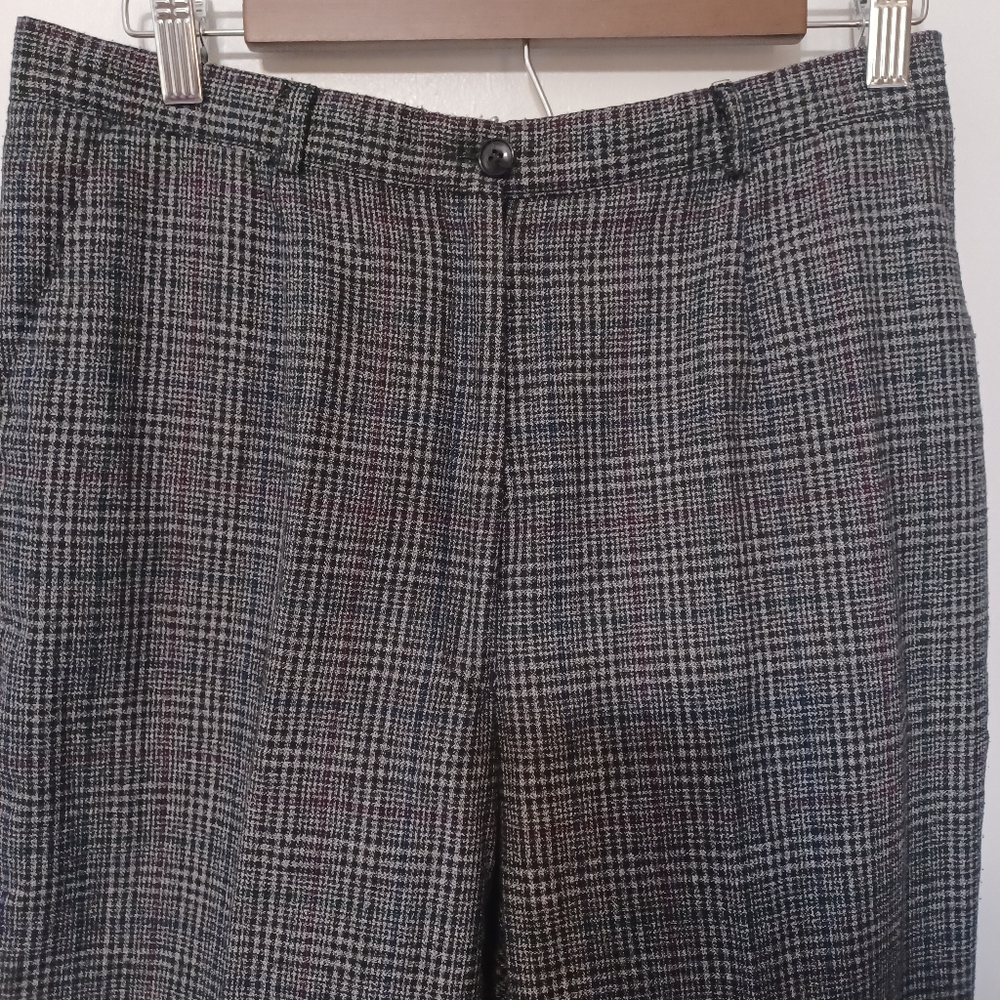 Glen Plaid Pants Dark Academia Career Work Office Size 14 Ankle Length Vintage